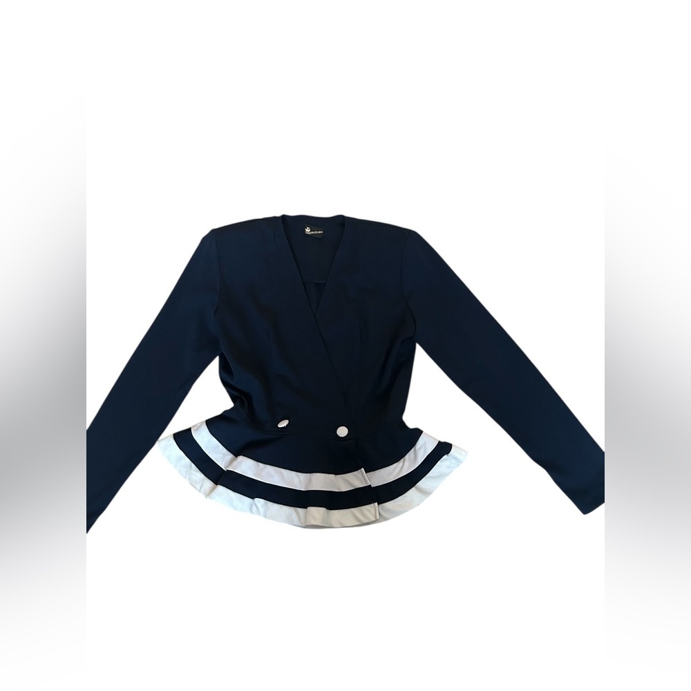 Sophisticate Navy Peplum Blazer Size XS | Structured Tailored Jacket - Picture 9 of 12
